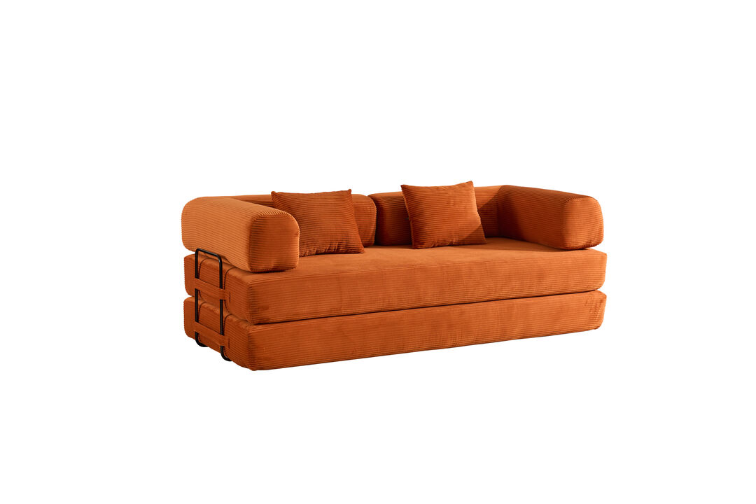 Cozy Convertible Sofa Bed with Cylindrical Pillow for Home Comfort