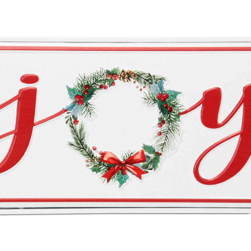 HomeRoots 7" X 19" White and Red Christmas Joy Metal Wall Decor image number 5