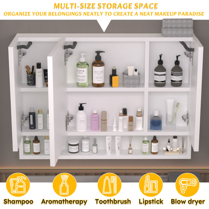 ELEMENT ACE Modern Aluminum Bathroom Medicine Cabinet with LED Lighting and Defogging Mirror for Enhanced Storage and Functionality image number 5