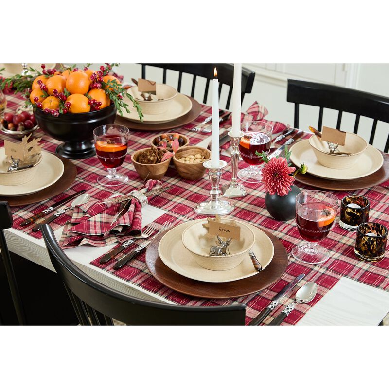 Linen Table Runner - Burgundy Plaid image number 3