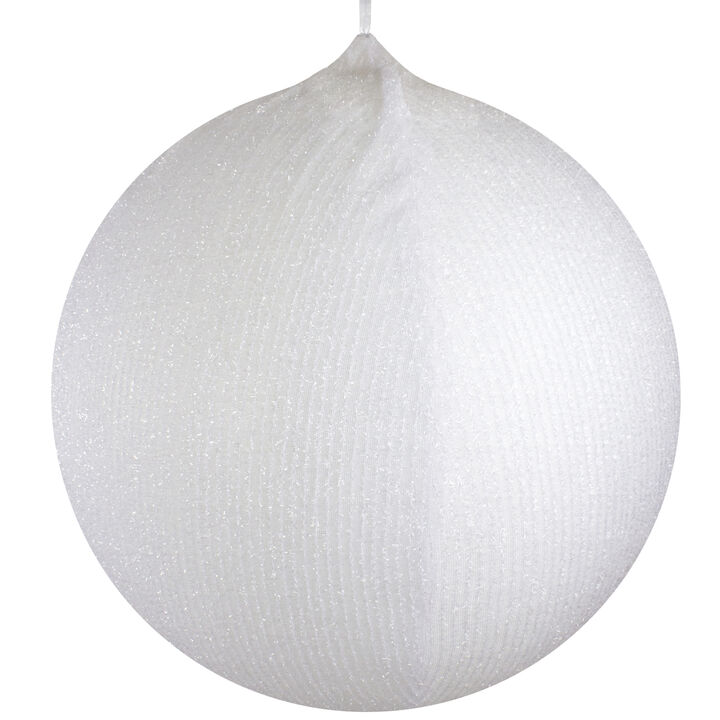 23.5" White Tinsel Inflatable Christmas Ball Ornament Outdoor Decoration