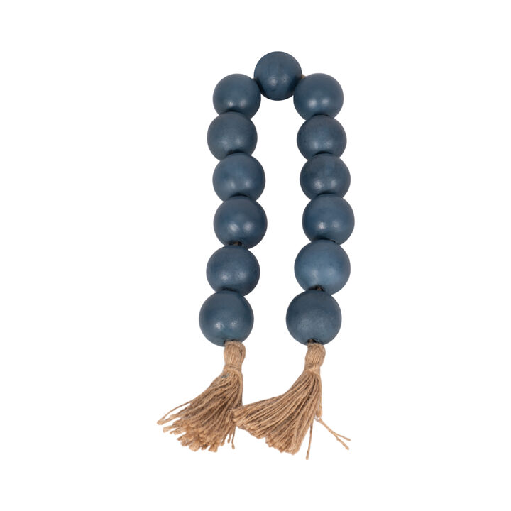 Wood, 32x2 Large Bead Garland W/ Tassel, Teal/blu