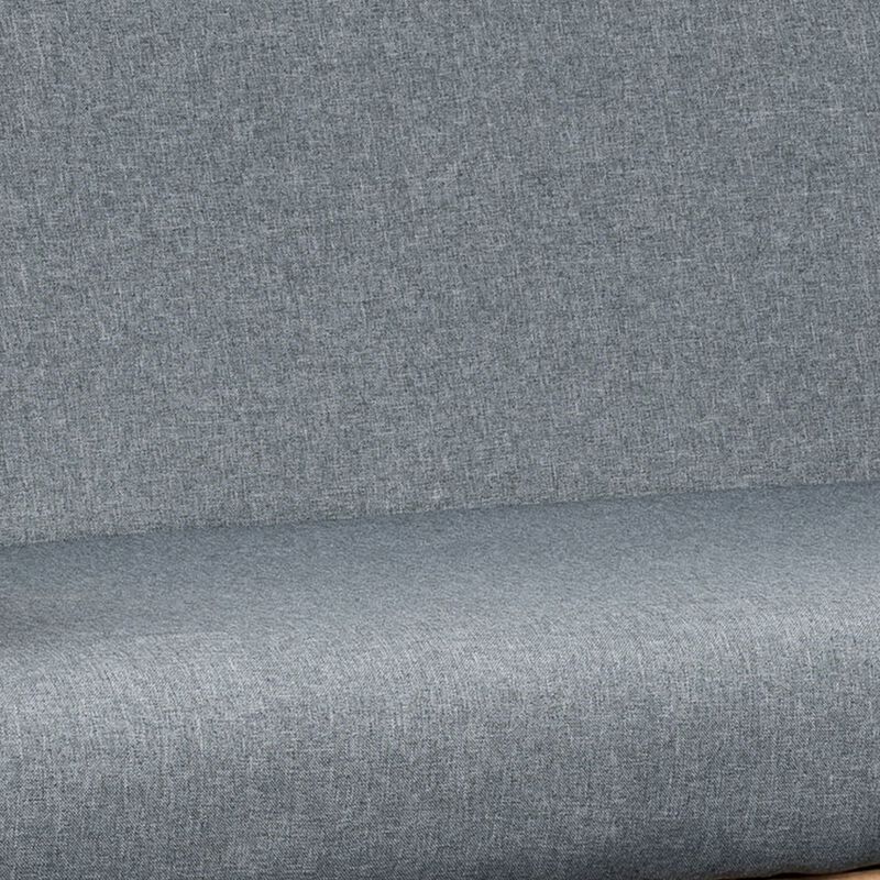 Gala 45 Inch Modern Loveseat Bench, Gray Fabric, Natural Brown Wood Frame