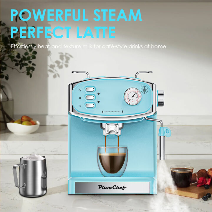 20 Bar Espresso Machine, Espresso Maker with Milk Frother Steam Wand, Pressure Gauge & 54oz Large Water Tank