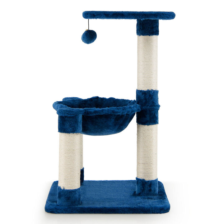 Multi-level Cat Tree with Scratching Posts and Cat Hammock-Blue