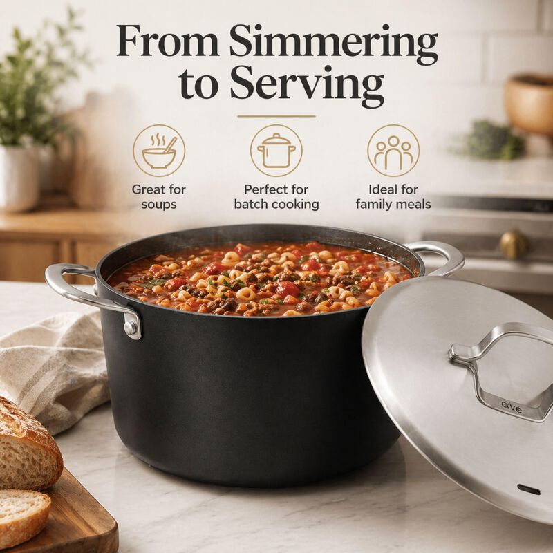 Alva Maestro Nonstick Ceramic Stock Pot with Lid 4.5Qt. - Easy to Clean, Oven Safe and Made without PFAS, PFOA & PTFE - Induction and All Stovetop Compatible with Even Heat Distribution image number 6
