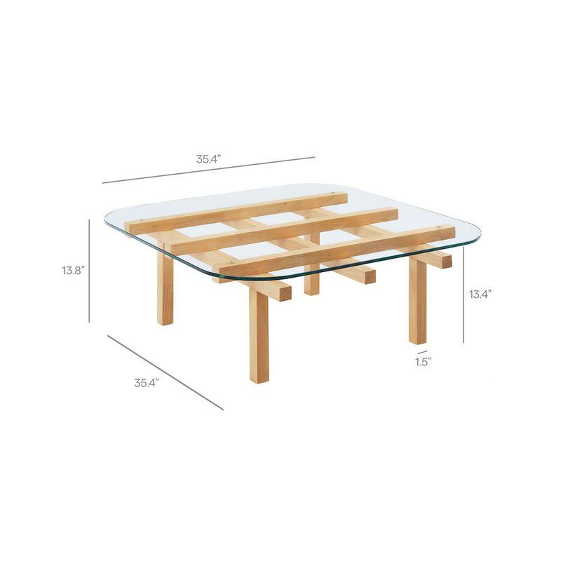 Isby 35 Inch Tempered Glass Coffee Table image number 1