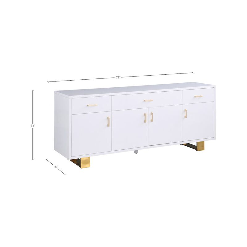 Meridian Furniture Excel White Lacquer Sideboard/Buffet
