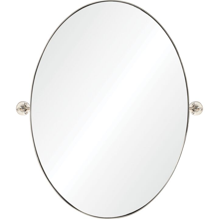 30" Silver Glass Framed Classic Oval Wall Mirror