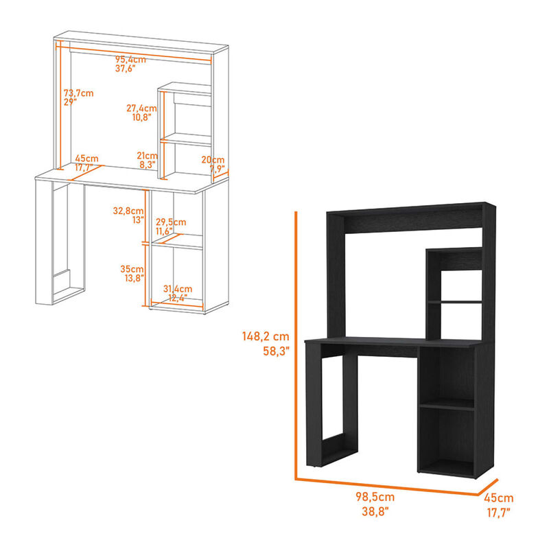 Streamdale Palisades Computer Desk With Hutch And Storage Shelves Black image number 8