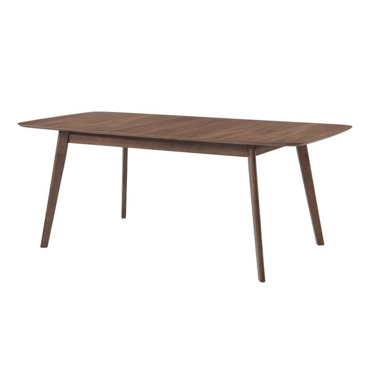 Rectanglular Wooden Dining Table With Round Corners, Walnut Brown-Benzara