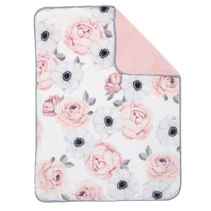 Lambs & Ivy Floral Garden Watercolor Floral Pink Ultra Soft Baby Blanket