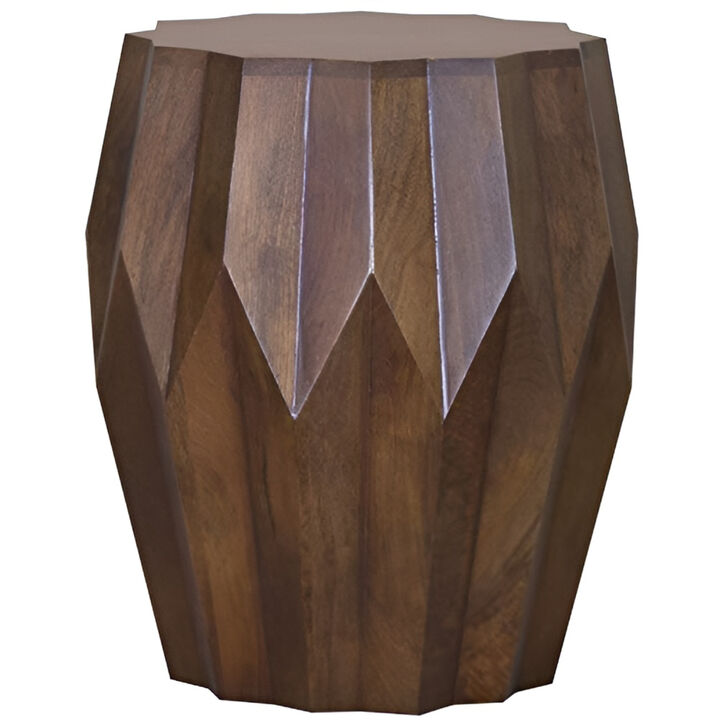 Modern Rustic Drum End Table &ndash; Solid Wood Construction