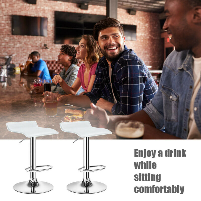 Set of 2 Adjustable PU Leather Backless Bar Stools