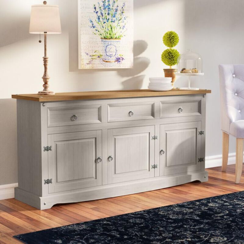 OS Home and Office Furniture Model COG917 Cottage Series Wood Buffet Sideboard in Corona Gray