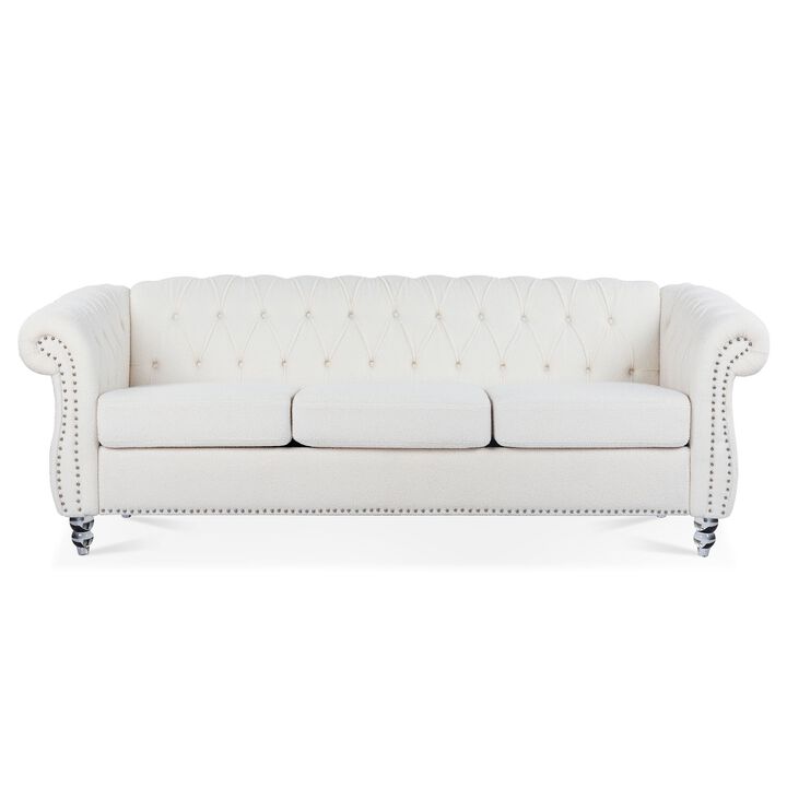 Rolled Arm Chesterfield 3 Seater Sofa with Classic Design