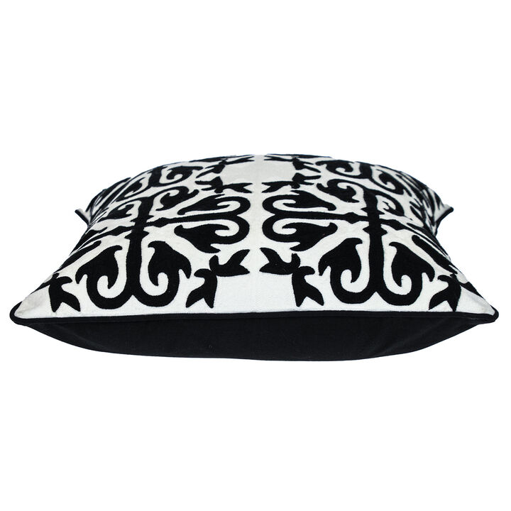 HomeRoots 20" Black and White Geometric Cotton Throw Pillow