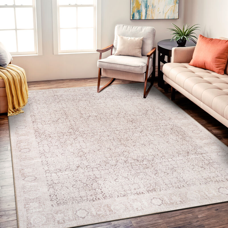 World Rug Gallery Elise Blue Distressed Medallion Indoor Rug &ndash; Flat Pile, Washable with Non-Slip Backing image number 5