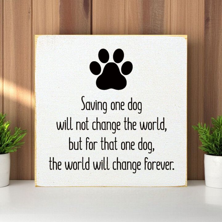 Inspirational Dog Rescue Wall Decor Wooden Sign for Pet Lovers