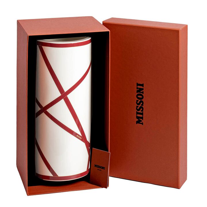 High Vase NASTRI BORDEAUX, diam. 6.3", H 14.17"