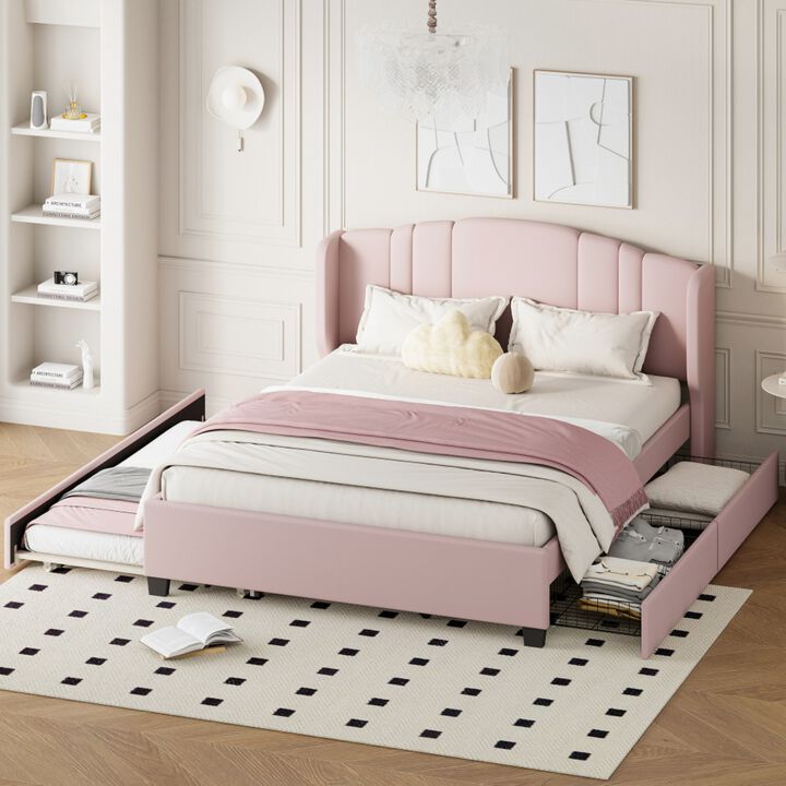 Dolf Queen Linen Upholstered Platform Bed Frame