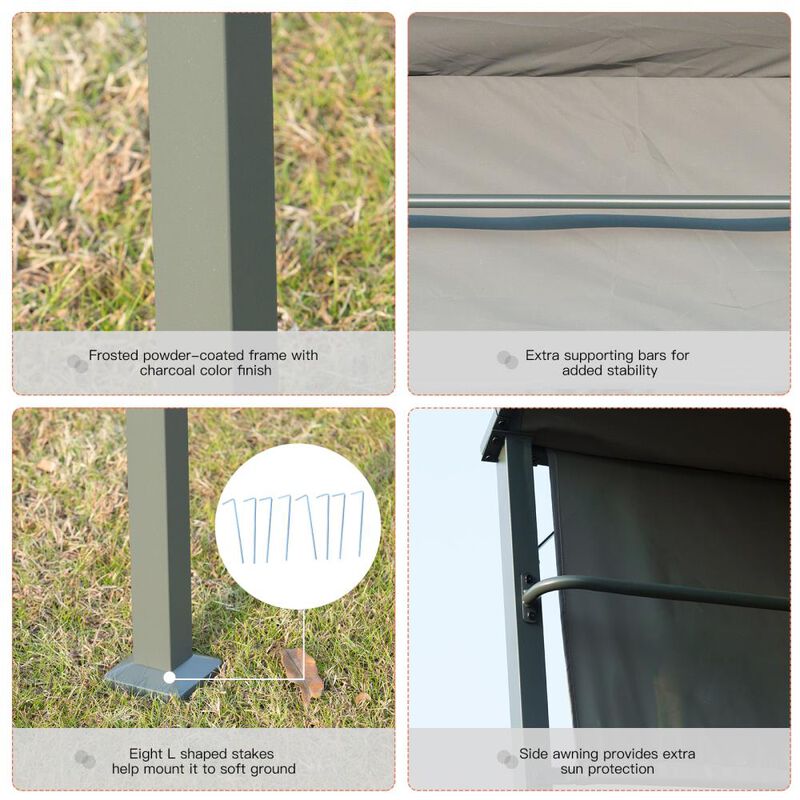 Hivvago 7ft BBQ Canopy Shelter with Serving Shelves & Hooks image number 4