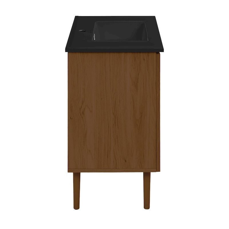 Bron 36" Freestanding Bathroom Vanity in Brown Oak with Black Sink Top image number 3