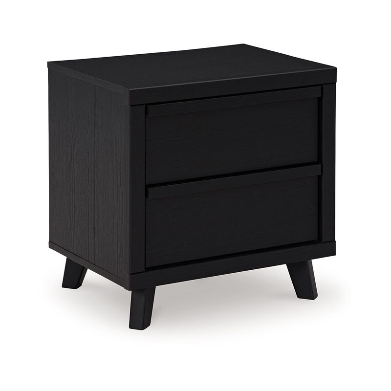 Danzi Nightstand, 2 Storage Drawers, 22 Inch, Modern Black Laminate