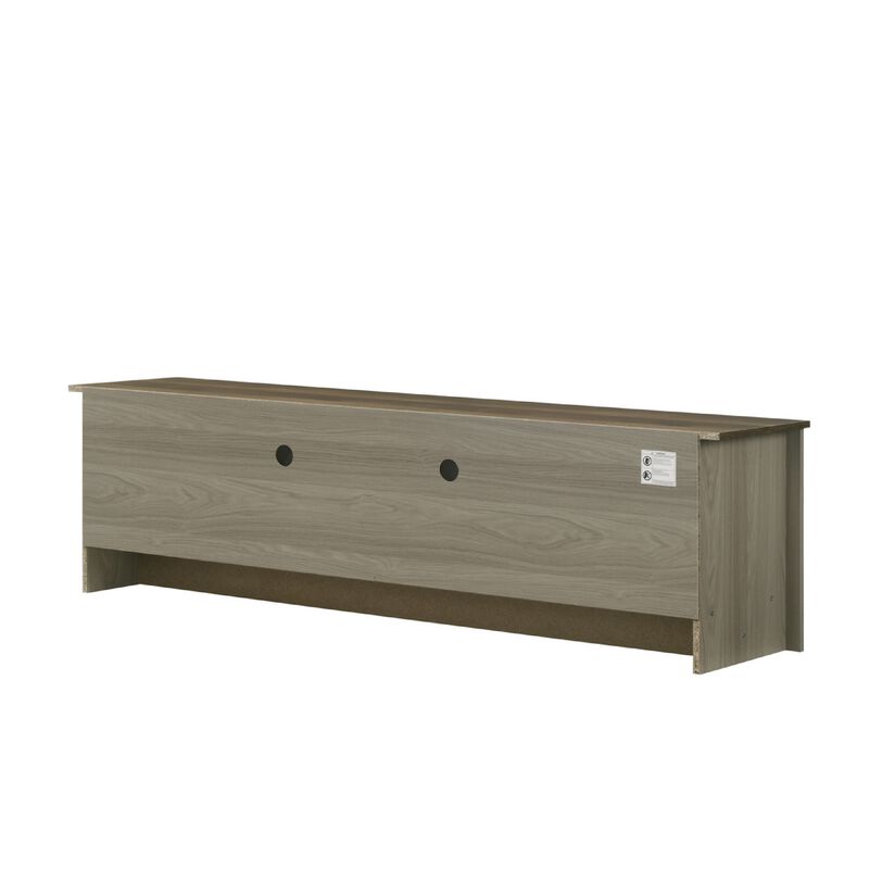Nena TV Stand Cabinet, 2 Cabinet Doors, Brown Wood Top, Oak Gray - Benzara