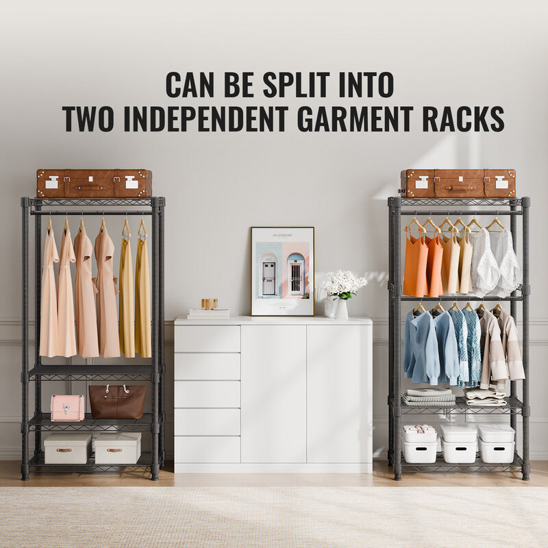 Freestanding Clothes Rack with 4 Hanging Rods, 8 Tiers, Wheels, and 800 lb Capacity