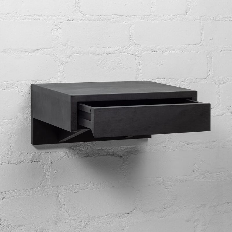Black Floating Nightstand Set of 2 - Solid Hardwood Craftsmanship, Eco-Friendly Design, Ample Storage - Modern Wall-Mounted Bedside Tables