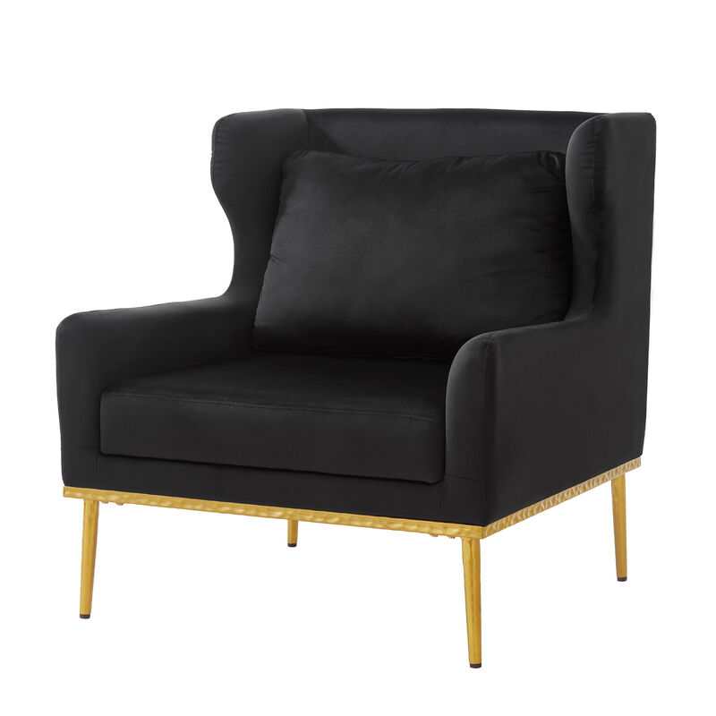 Merax Modern Velvet Accent Chair with Curved Armrests image number 0