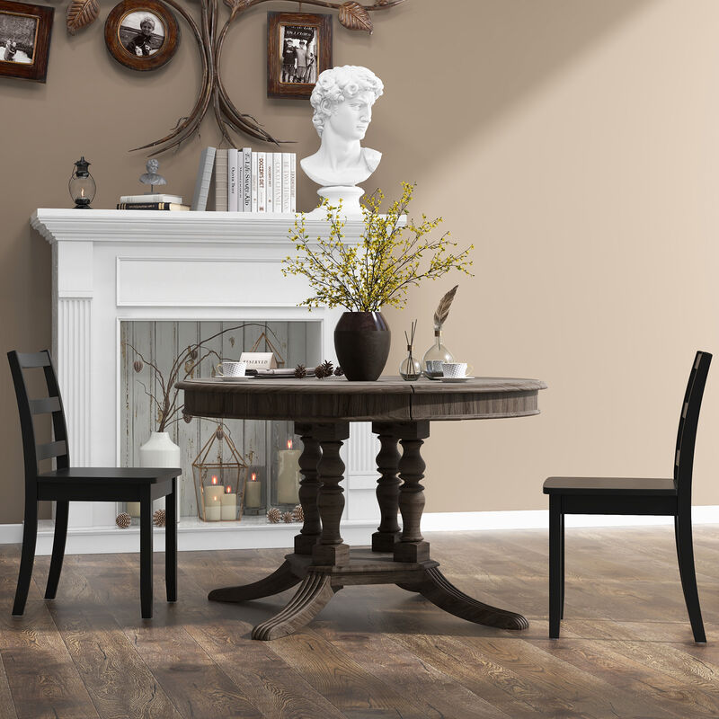 Set of 2 Wood Dining Chairs with Solid Rubber Wood Legs