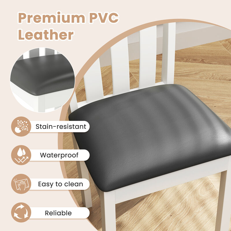 Set of 2 Padded Dining Chairs with Upholstery and Rubber Wood Base for Home