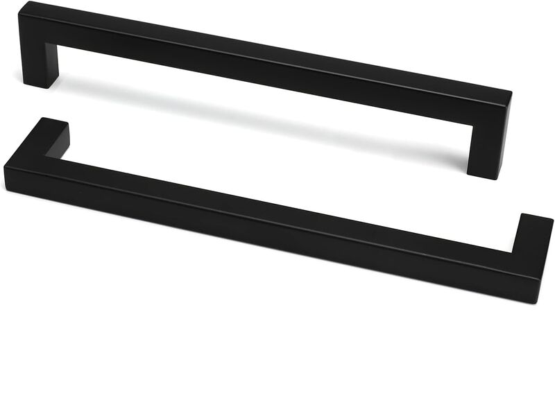 goldenwarm 2 Pack Black Cabinet Pulls 7-1/2in(192mm) Drawer Pulls Kitchen Cabinet Handles Black Dresser Stainless Steel Modern H