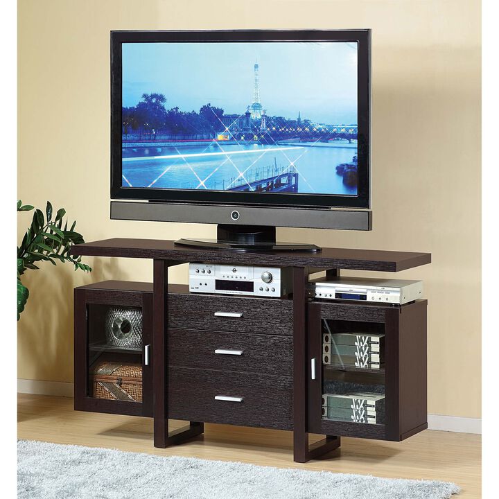 Red Cocoa Buffet/TV Stand with 2 Cabinets and 3 Drawers Entertainment Center