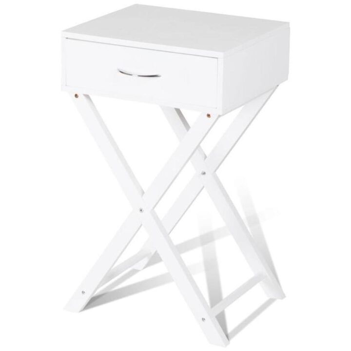 X-Shape 1 Drawer Nightstand End Side Table Storage