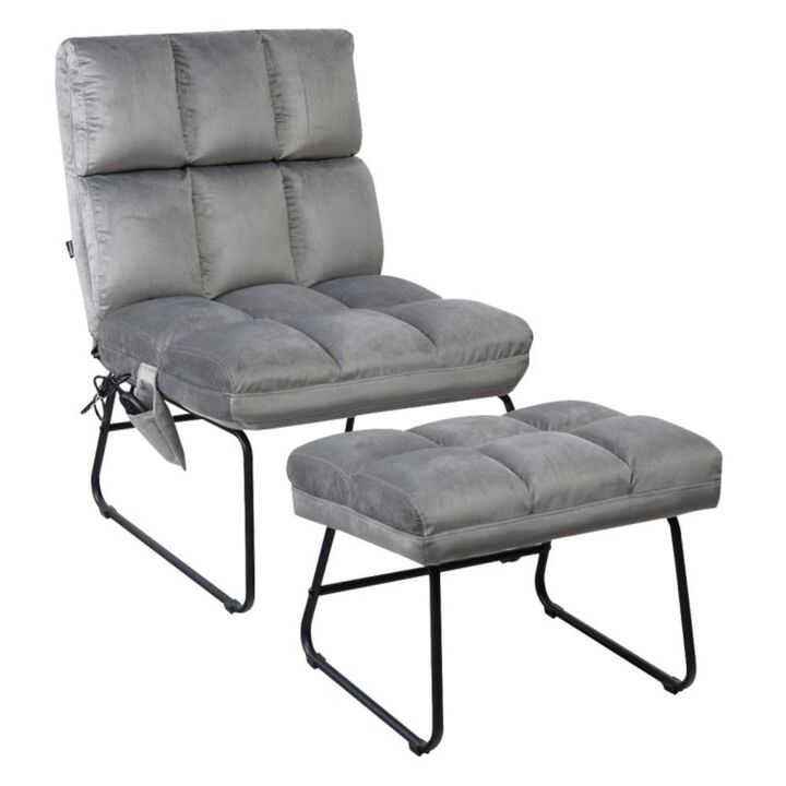Hivvago Velvet Massage Recliners with Ottoman Remote Control and Side Pocket