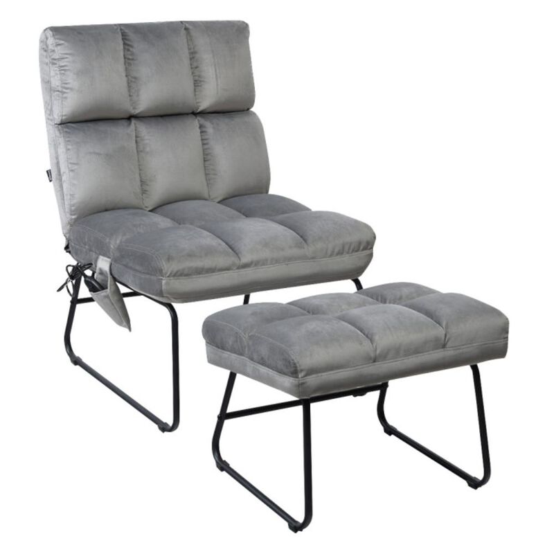 Hivvago Velvet Massage Recliners with Ottoman Remote Control and Side Pocket