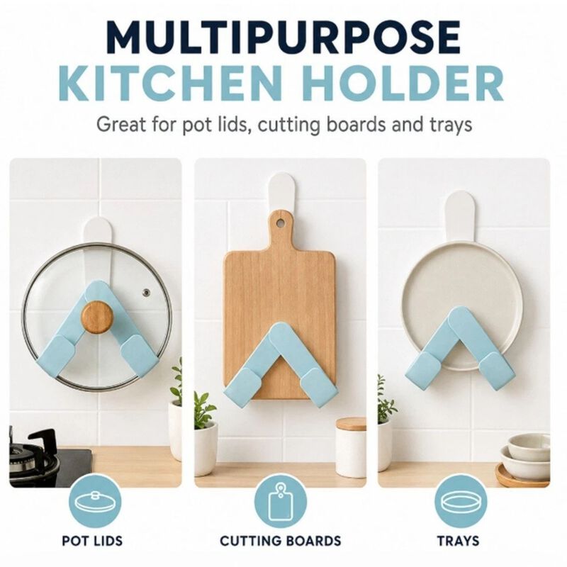 Adjustable Wall Mounted Pot Lid Holder Rack image number 3