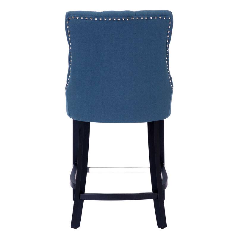 WestinTrends 24" Linen Fabric Tufted Upholstered Counter Stool