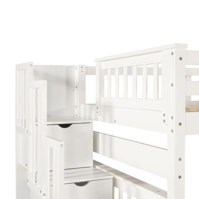 Merax Full Bunk Bed with Shelves and 6 Storage Drawers