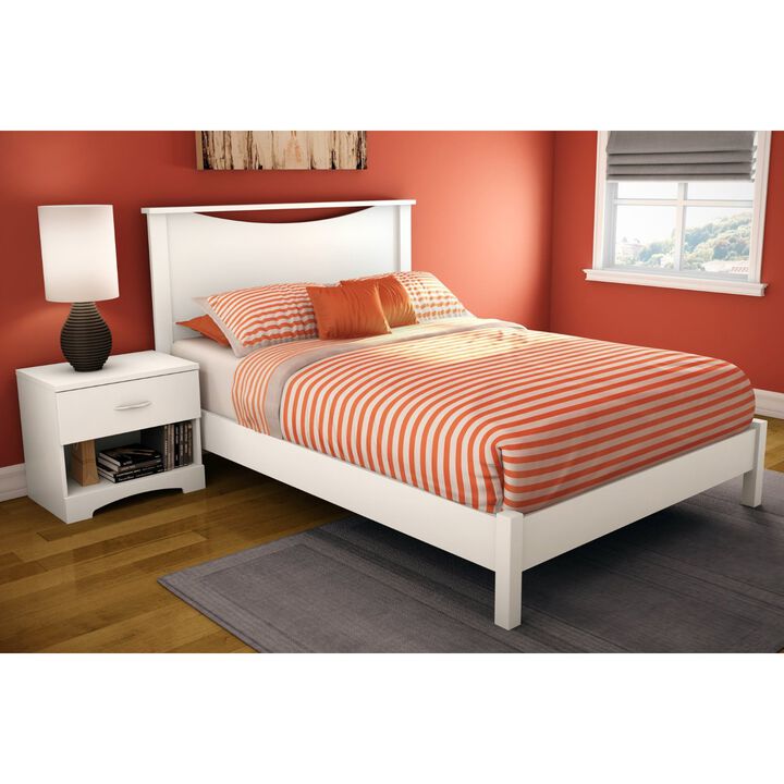 QuikFurn Full size Simple Platform Bed in White Finish - Modern Design