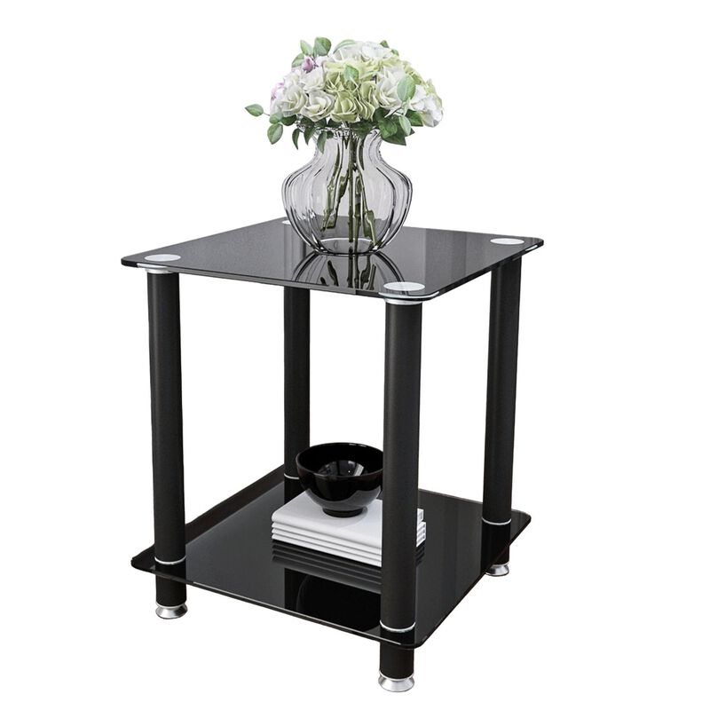 2-Piece Side Table: 2-Tier Space End Table, Modern Night Stand with Storage Shelve image number 3