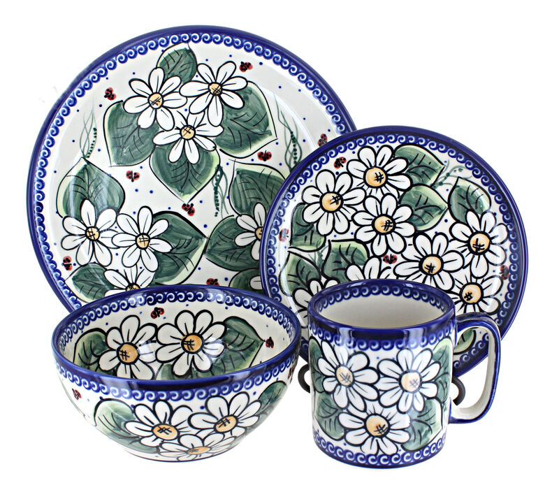 Blue Rose Polish Pottery Scarlett 4 Piece Place Setting - Service for 1