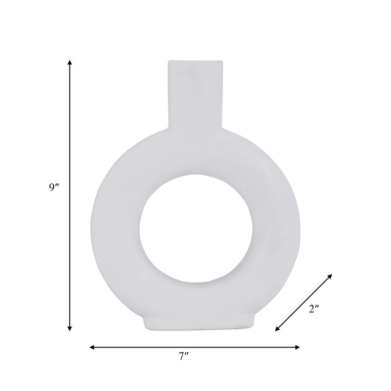 9" White Circle Cut-Out Vase