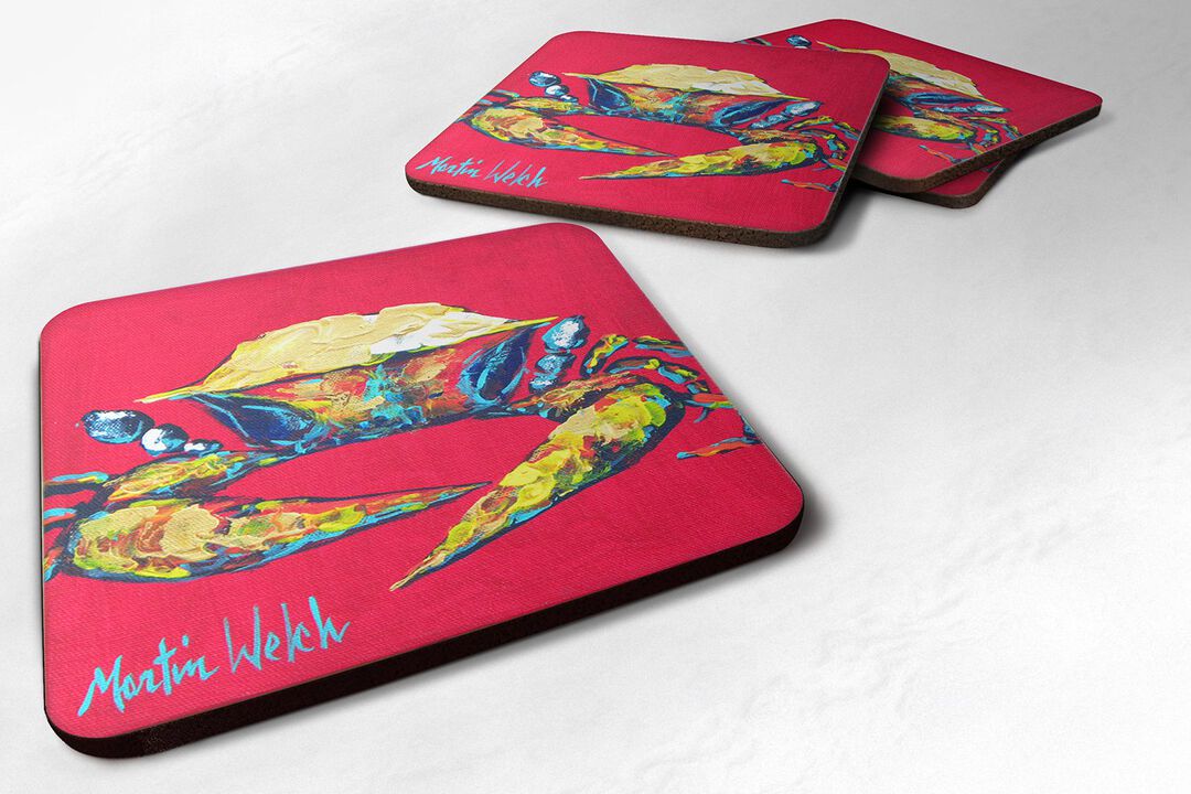 Caroline's Treasures MW1050FC Crab Red One Foam Coasters (Set of 4), 3.5 H x 3.5 W, Multicolor