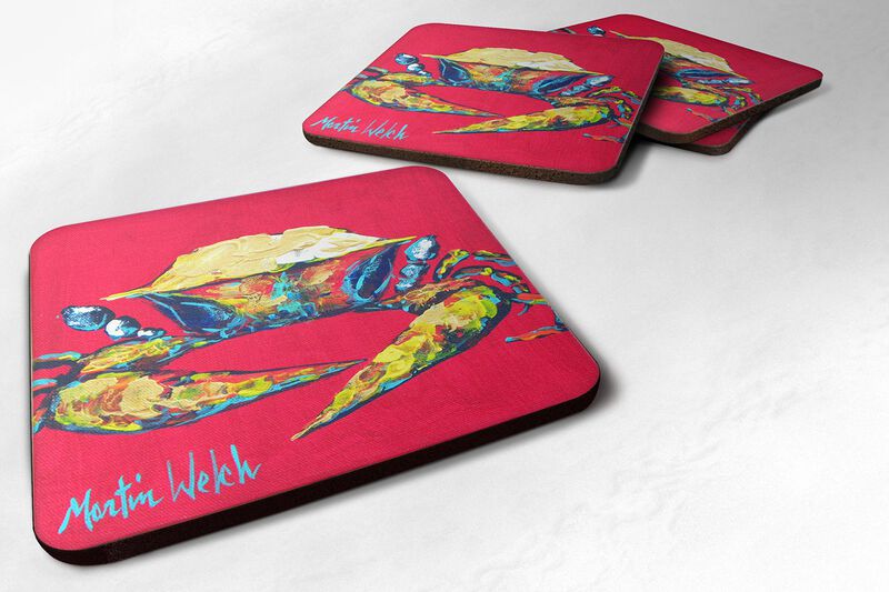 Caroline's Treasures MW1050FC Crab Red One Foam Coasters (Set of 4), 3.5 H x 3.5 W, Multicolor image number 0