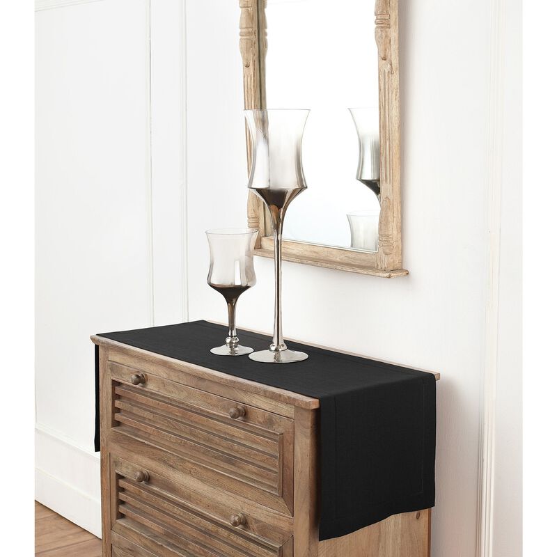 Solino Home Classic Hemstitch 100% Linen Table Runner &ndash; Handcrafted, Machine Washable, Perfect for Holiday and Everyday Dining