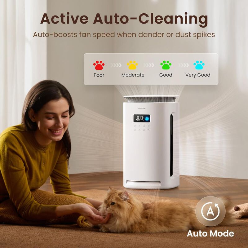 Provirtec Pawtent Pro Pet Air Purifier, Up To 2500 Sq.Ft, End Floating Pet Hair & Dander Allergies, 2-Year Filter Life, Auto/Sleep Mode for Pets image number 9